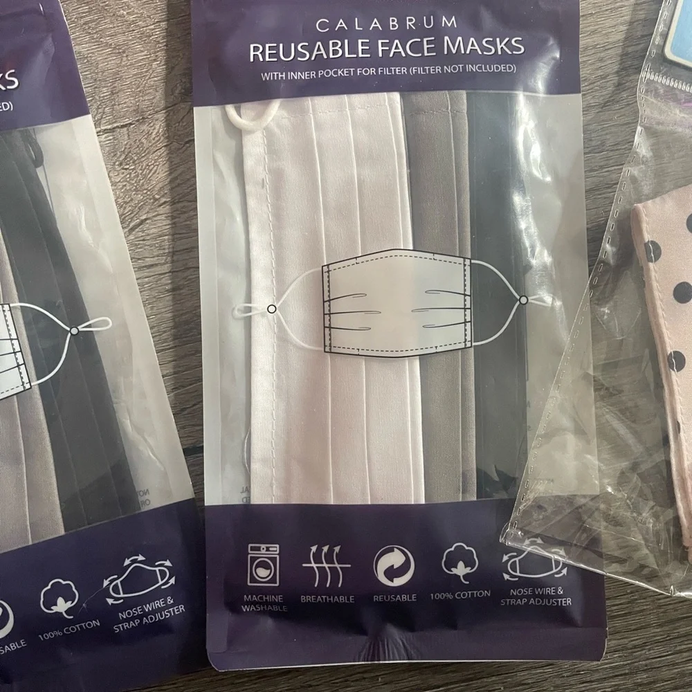 Kids 3 One Size Reusable Face Masks Sets 7 Pieces Washable NWT